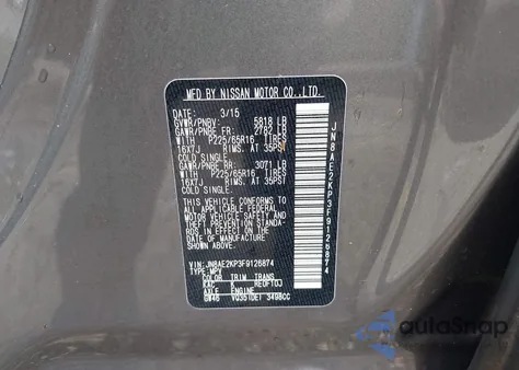 2015 Nissan Quest Platinum/S/Sl/Sv z USA, uszkodzony, nr VIN JN8AE2KP3F9126874